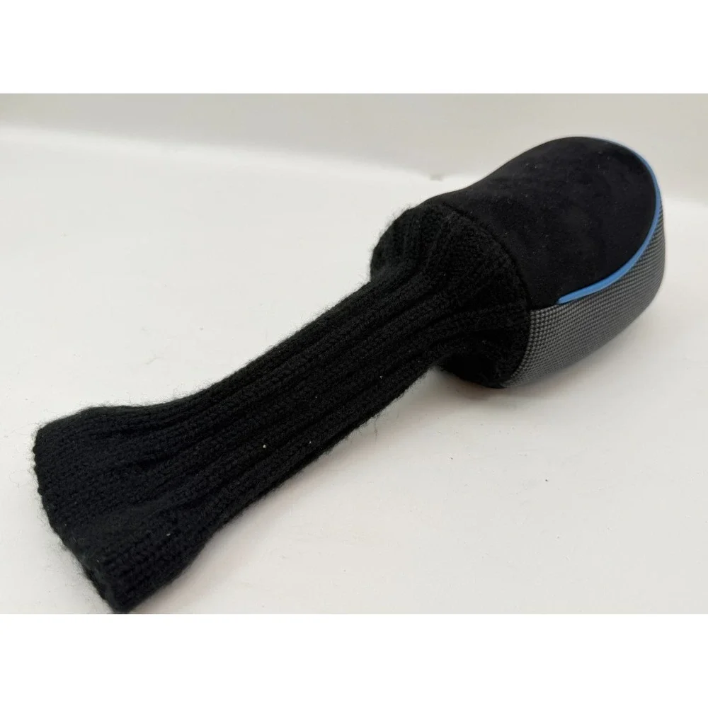 FD Fairway Driver Golf Club Headcover Black Grey Blue Trim Rib Knit Sock